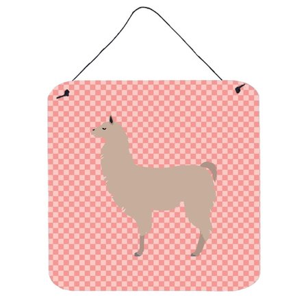 MICASA Llama Pink Check Wall or Door Hanging Prints6 x 6 in. MI225946